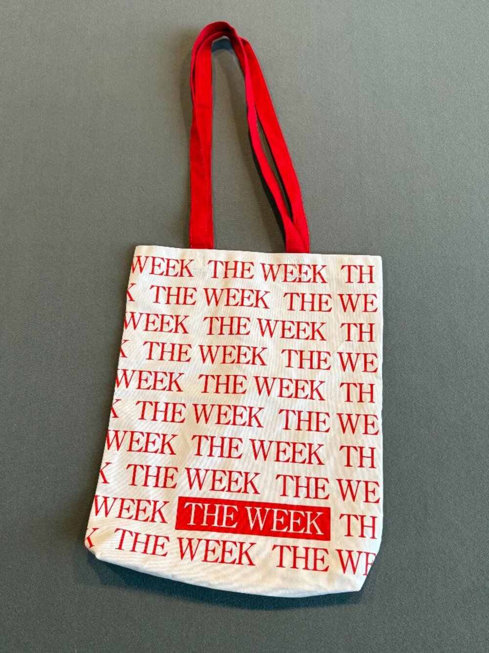 The Week Magazine Logo Graphic Tote Bag Red White Shopper